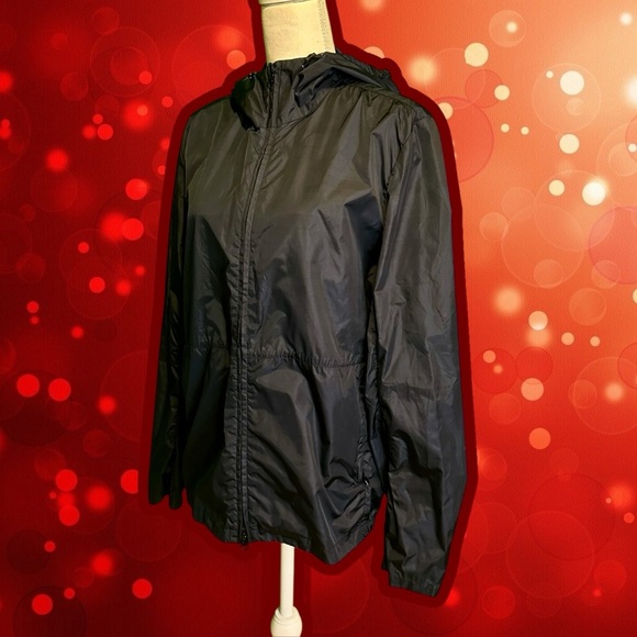 Theory Navy Blue Hooded Zip-Up Windbreaker / Rain Jacket Size Medium - Picture 4 of 14